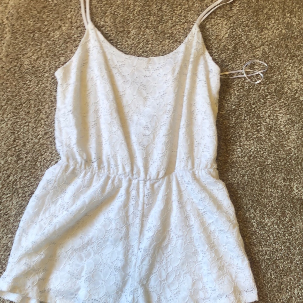 White lace flower cover up romper